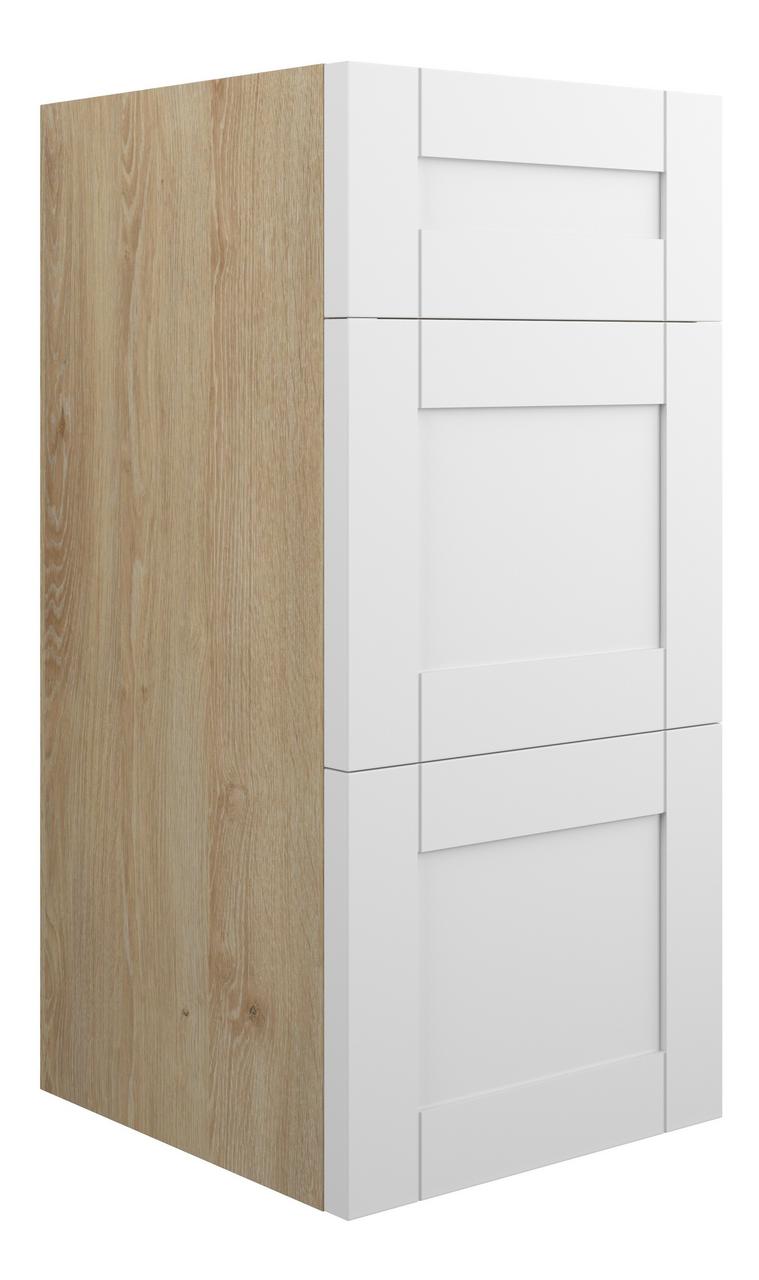 Auvellis Forma 300mm Standard 3 Drawer Unit – Matt White | Cabinet Colour: Oak