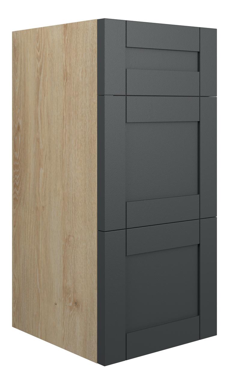 Auvellis Forma 300mm Standard 3 Drawer Unit – Matt Graphite Grey | Cabinet Colour: Oak