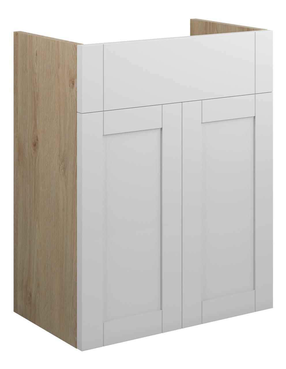 Auvellis Forma 500mm Standard Basin Unit – Matt White | Cabinet Colour: Oak