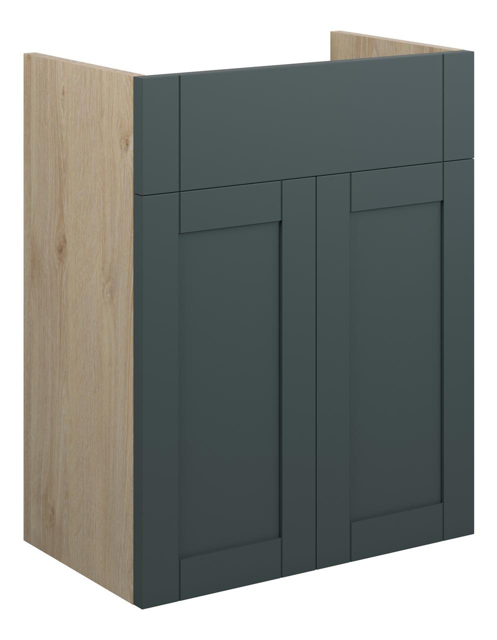 Auvellis Forma 500mm Standard Basin Unit – Matt Green Camo | Cabinet Colour: Oak