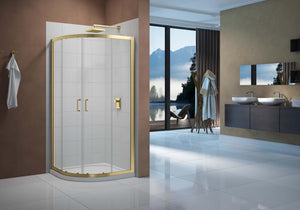 Merlyn Vivid Boost 2 Door Quadrant - Brushed Brass – 800mm