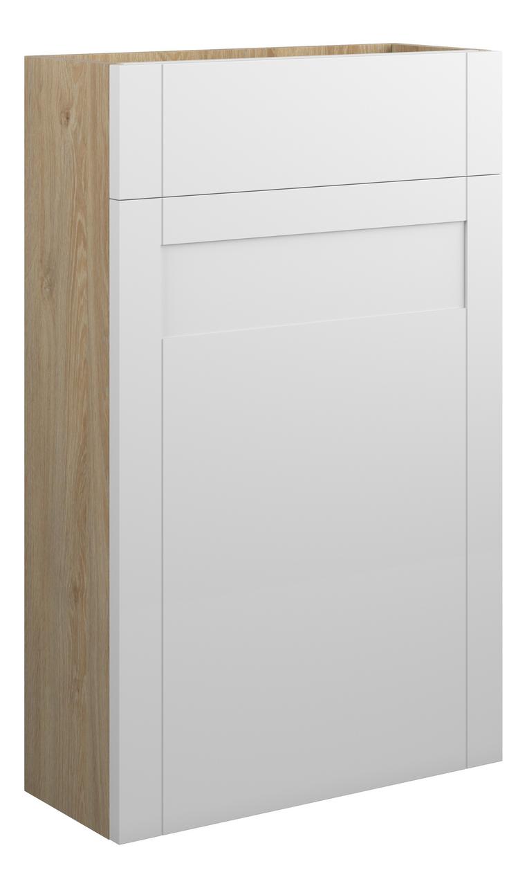Auvellis Forma 500mm Slim WC Unit – Matt White | Cabinet Colour: Oak