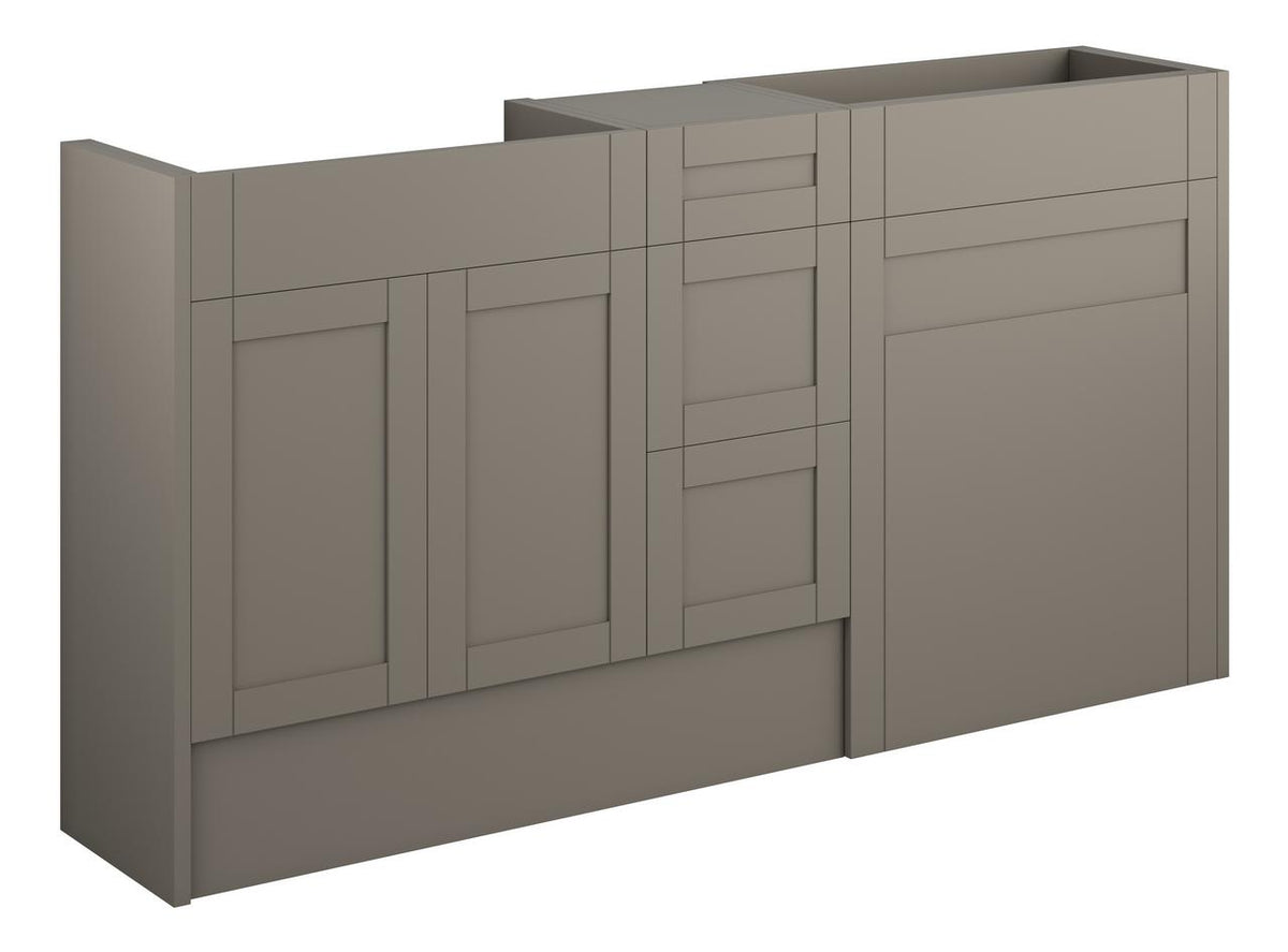 Auvellis Forma 1536mm Standard Basin, WC & 3 Drawer Unit Pack – Matt Stone | Cabinet Colour: Oak