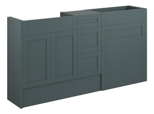Auvellis Forma 1536mm Standard Basin, WC & 3 Drawer Unit Pack – Matt Green Camo | Cabinet Colour: Oak