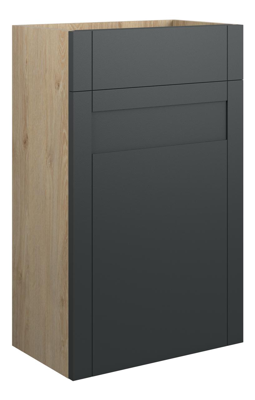 Auvellis Forma 500mm Standard WC Unit – Matt Graphite Grey | Cabinet Colour: Oak