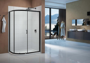Merlyn Vivid Boost 1 Door Offset Quadrant - Matt Black – 1200mm / 800mm
