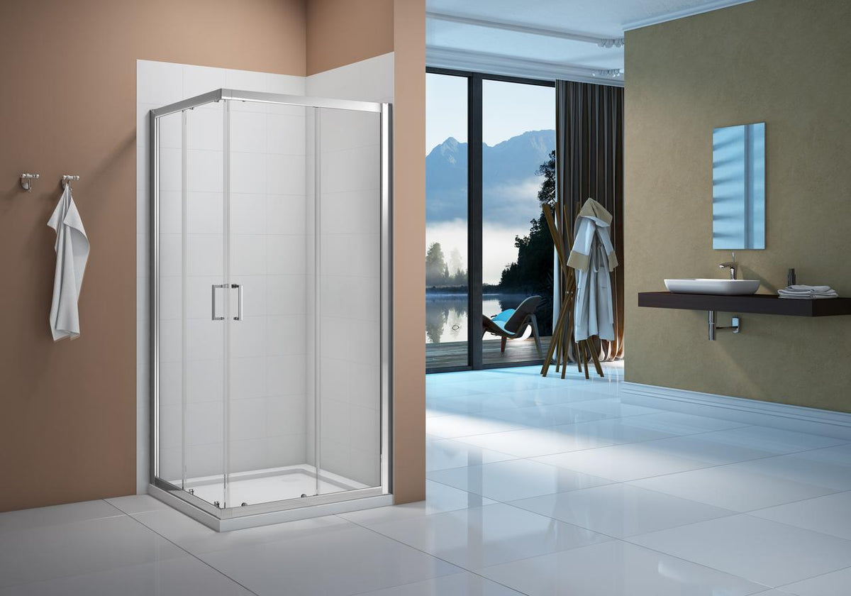 Merlyn Vivid Boost Corner Entry - Chrome – 760mm