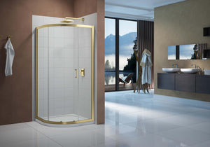 Merlyn Vivid Boost 1 Door Quadrant - Brushed Brass – 900mm