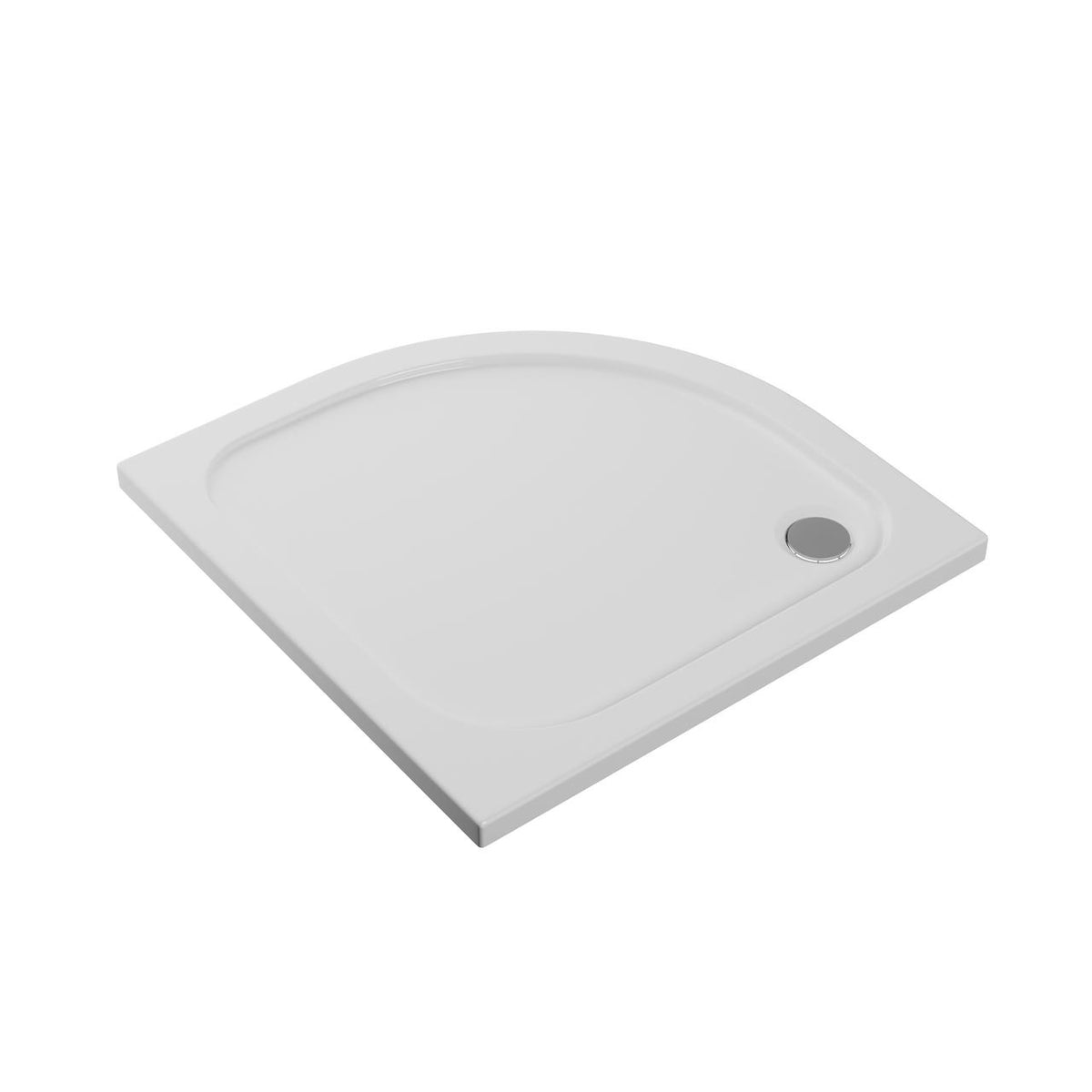 Auvellis white quadrant shower tray and chrome waste – 900 × 900mm
