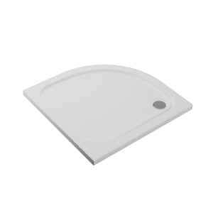 Auvellis white quadrant shower tray and chrome waste – 900 × 900mm
