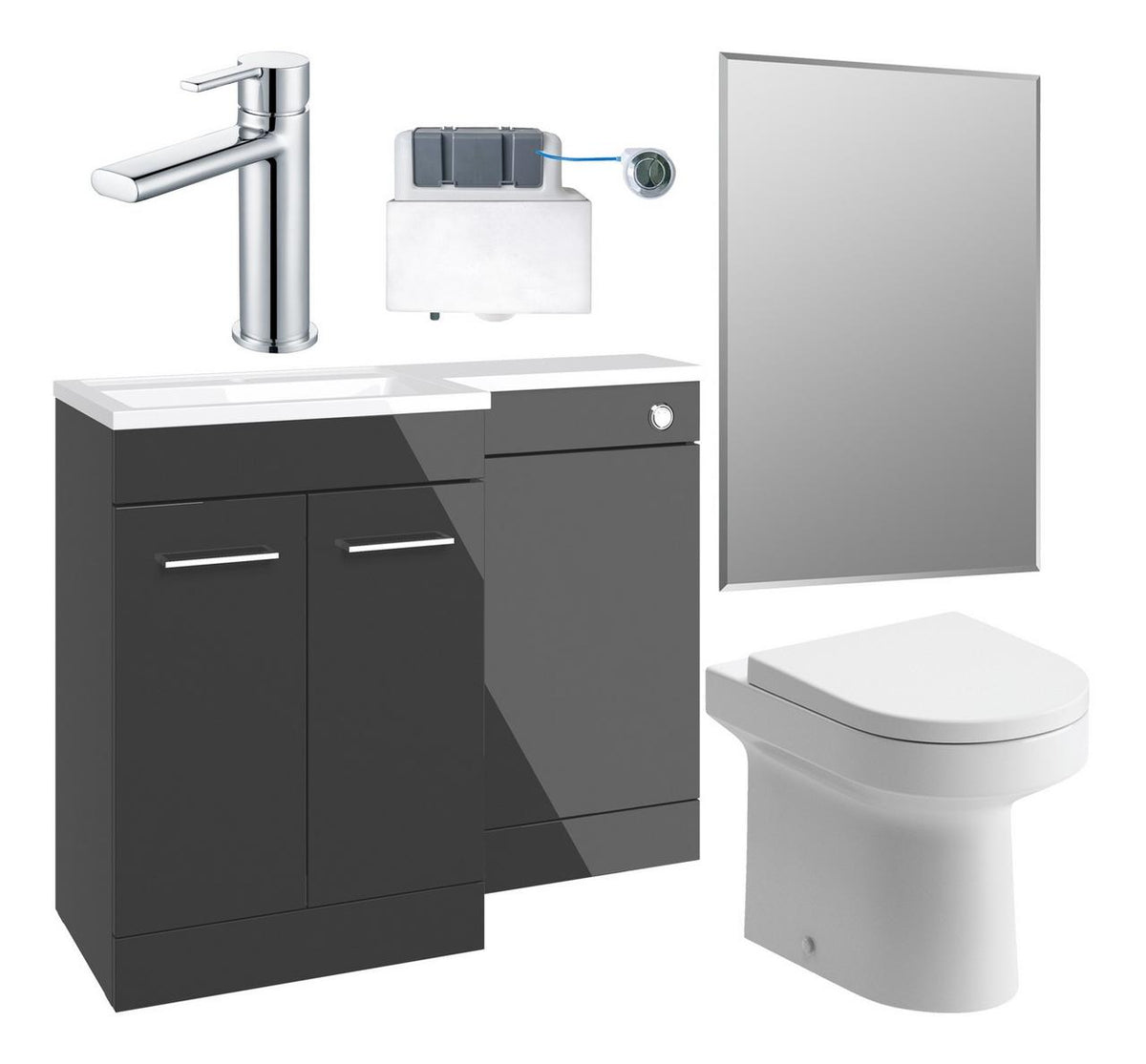 Auvellis Forma 1000mm Furniture & BTW WC Pack – Anthracite Gloss | Handing: Left Hand