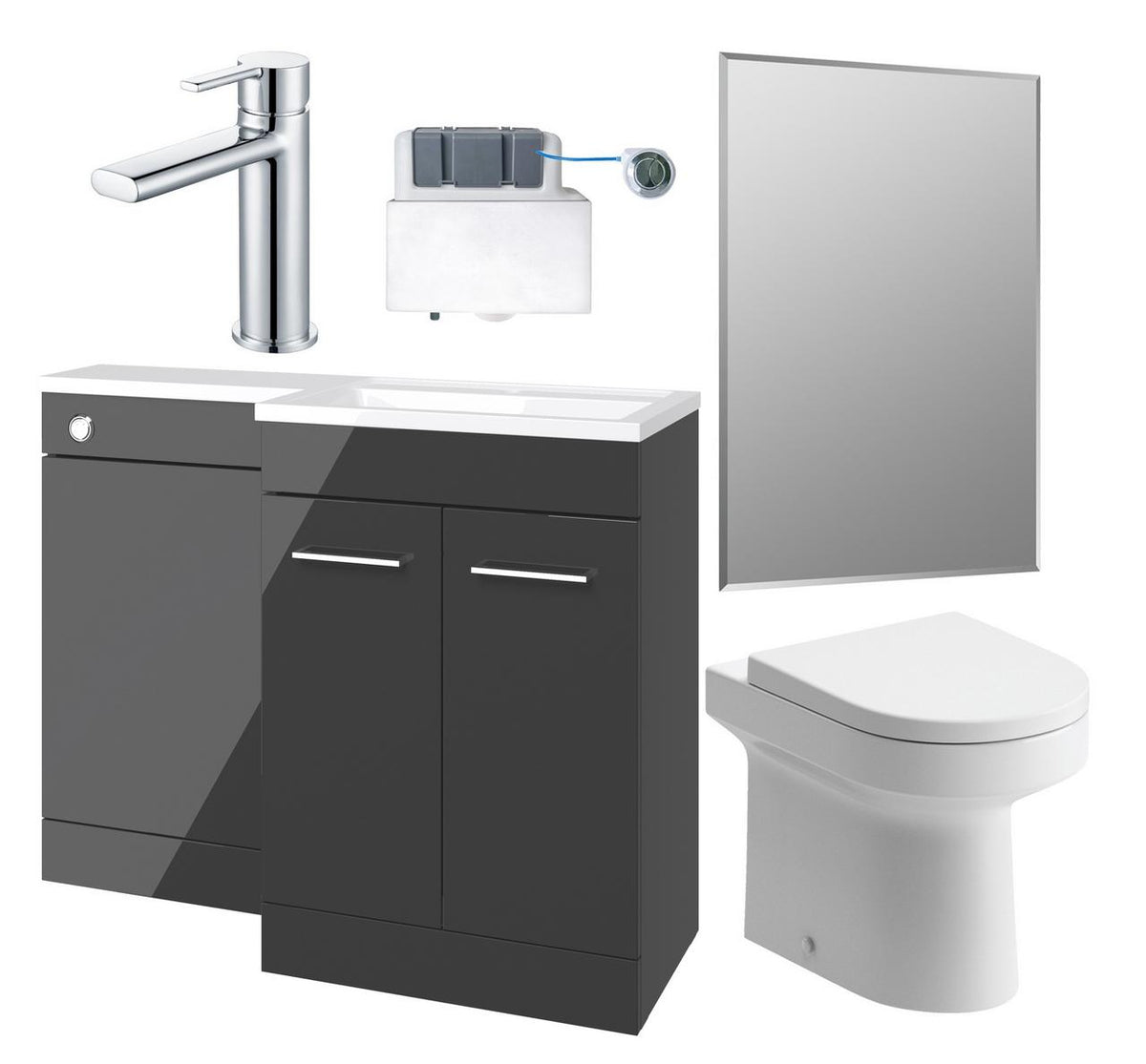 Auvellis Forma 1000mm Furniture & BTW WC Pack – Anthracite Gloss | Handing: Right Hand