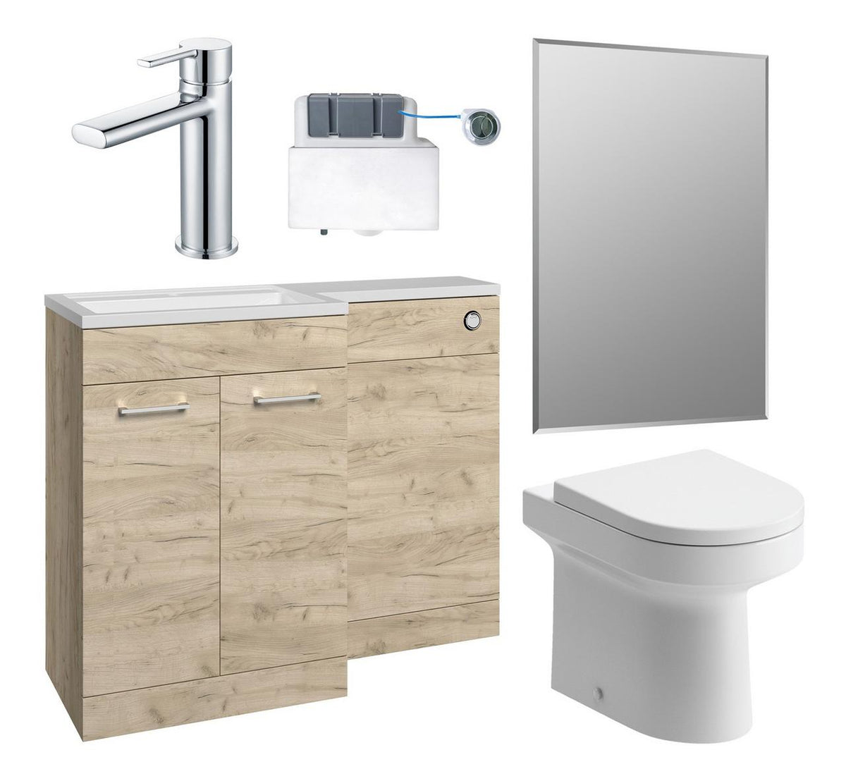 Auvellis Forma 1000mm Furniture & BTW WC Pack – Oak | Handing: Left Hand