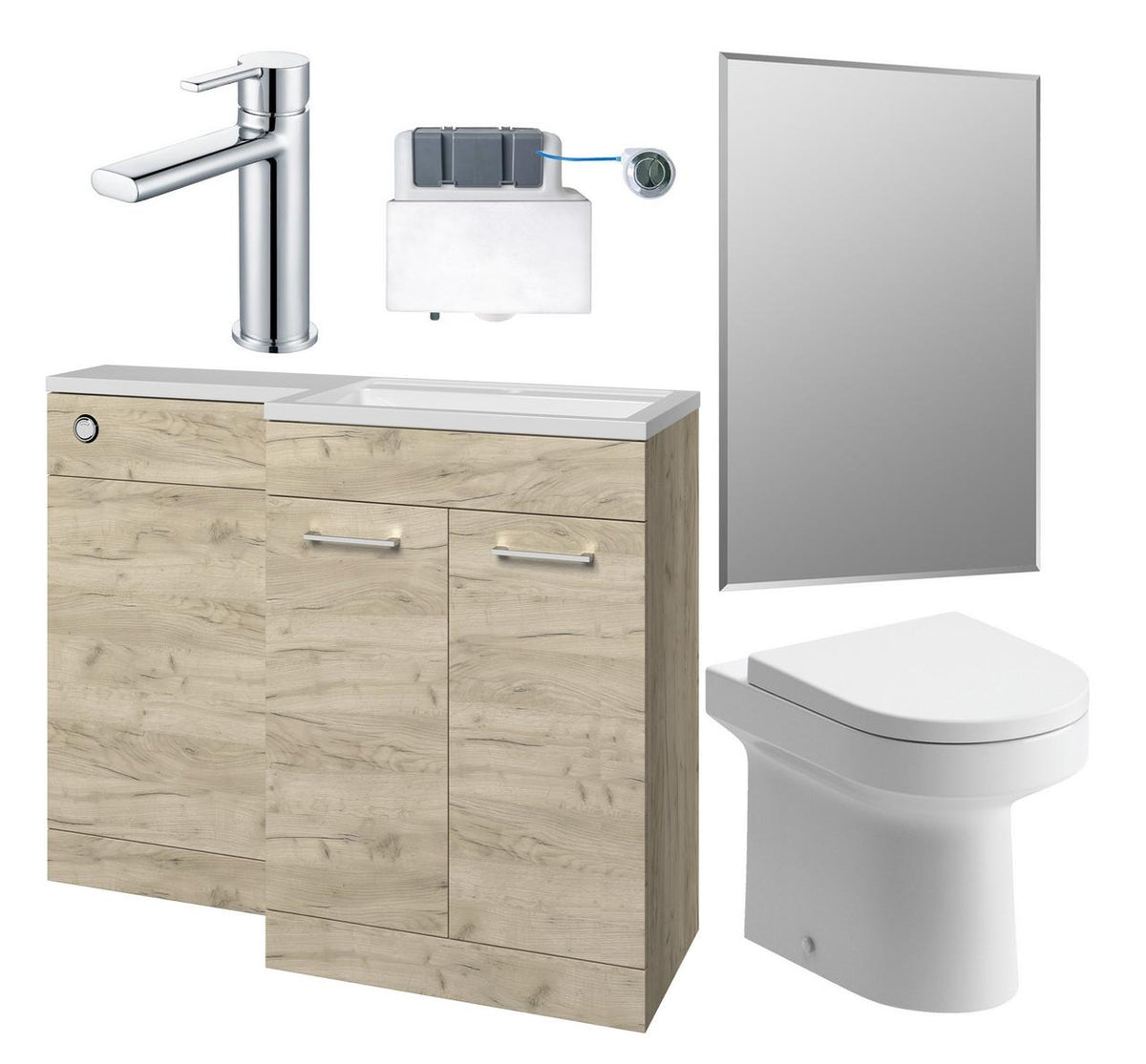 Auvellis Forma 1000mm Furniture & BTW WC Pack – Oak | Handing: Right Hand