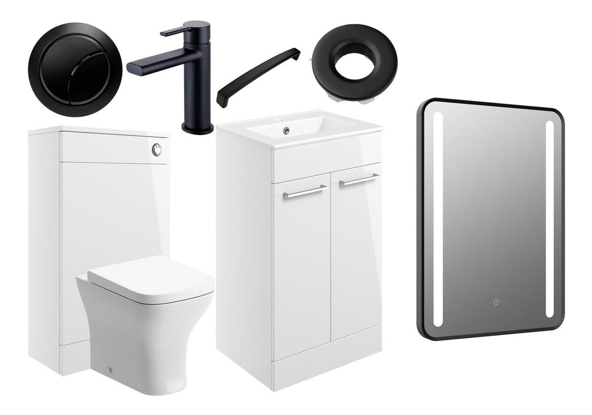 Auvellis Lunero 510mm furniture pack – White Gloss / Black