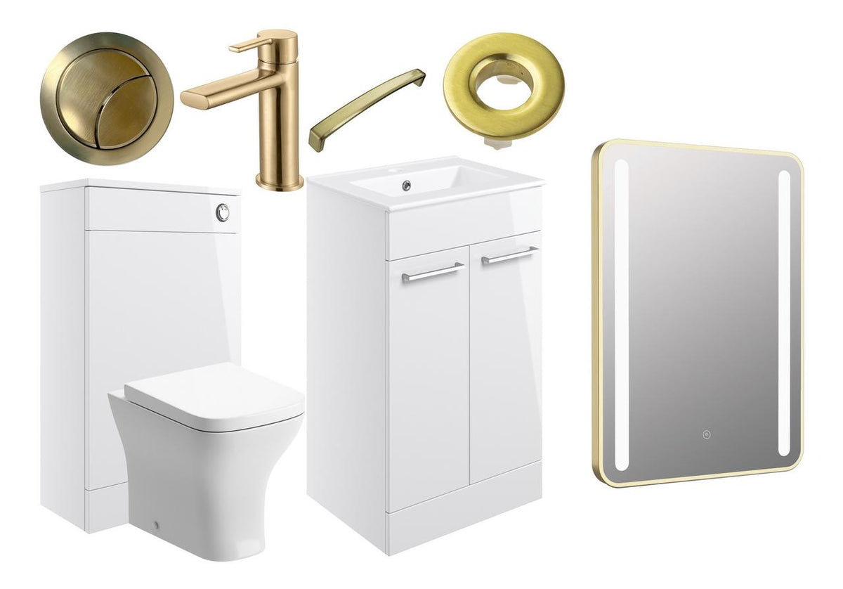 Auvellis Lunero 510mm furniture pack – White Gloss / Brushed Brass
