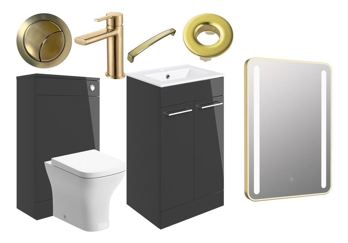 Auvellis Lunero 510mm furniture pack – Anthracite Gloss / Brushed Brass