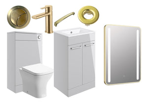 Auvellis Lunero 510mm furniture pack – Grey Gloss / Brushed Brass