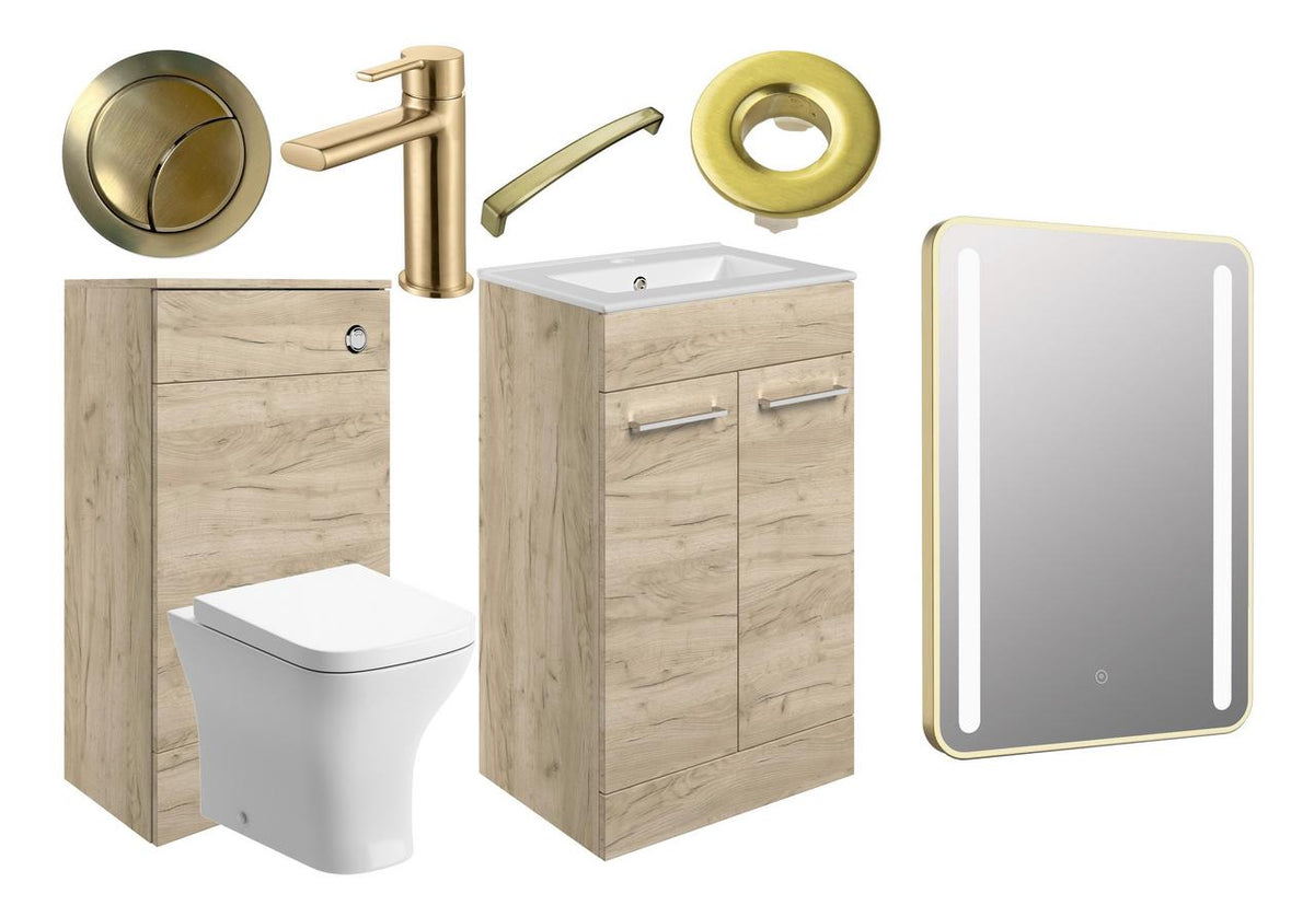 Auvellis Lunero 510mm furniture pack – Oak / Brushed Brass