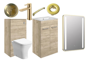Auvellis Lunero 510mm furniture pack – Oak / Brushed Brass