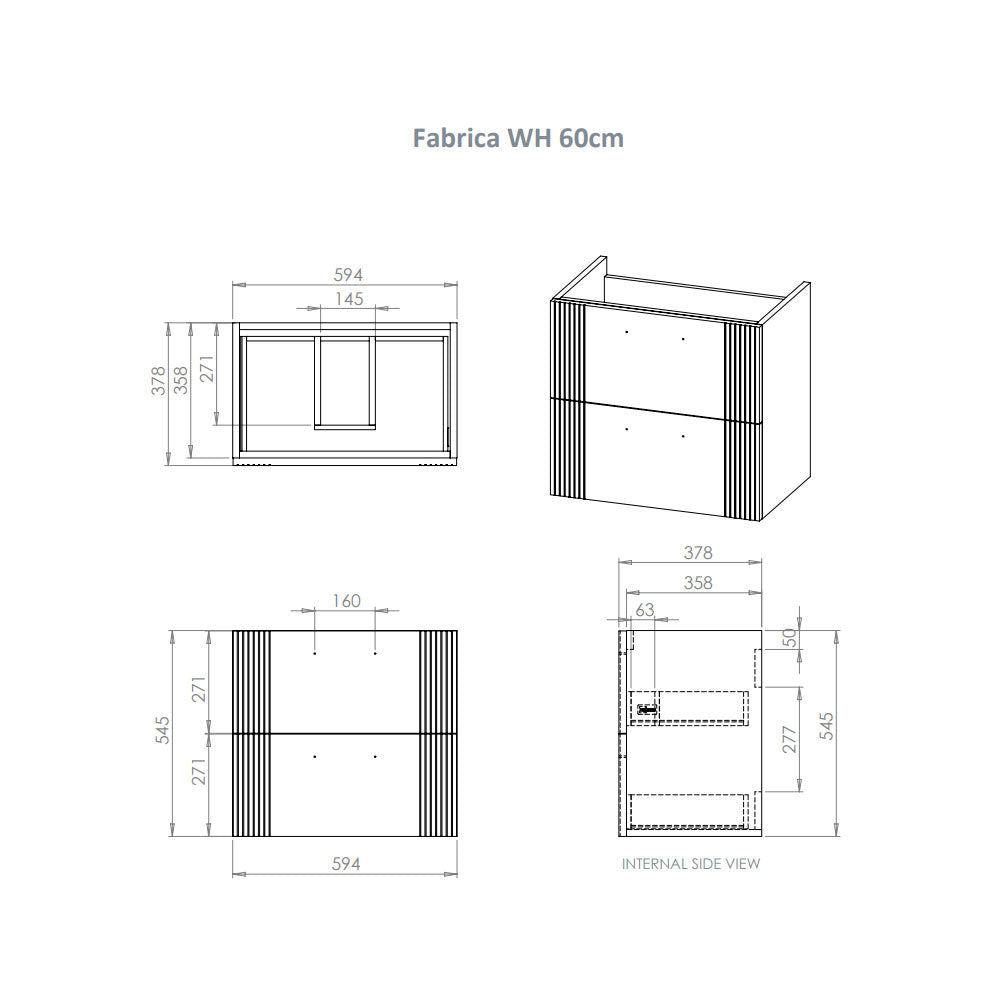 Fabrica Wall Hung Vanity Unit With Ceramic Orodell Washbasin White Fabrica