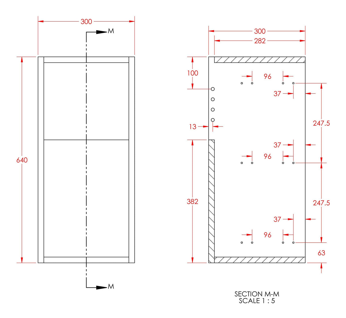 Auvellis Forma 300mm Standard 3 Drawer Unit – unit detail
