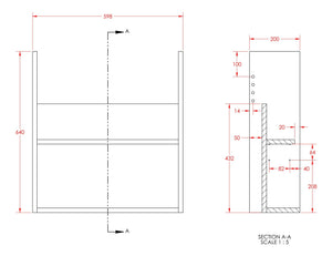 Auvellis Forma 600mm Slim Basin Unit – Technical Drawing
