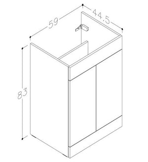 Auvellis Arven 610mm floor-standing vanity technical drawing