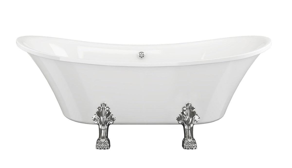 Auvellis Solenne 1760mm double-ended freestanding bath with chrome lion-paw feet - image 1