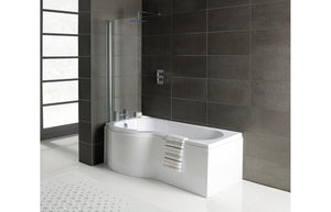 Auvellis left-handed P-shaped shower bath
