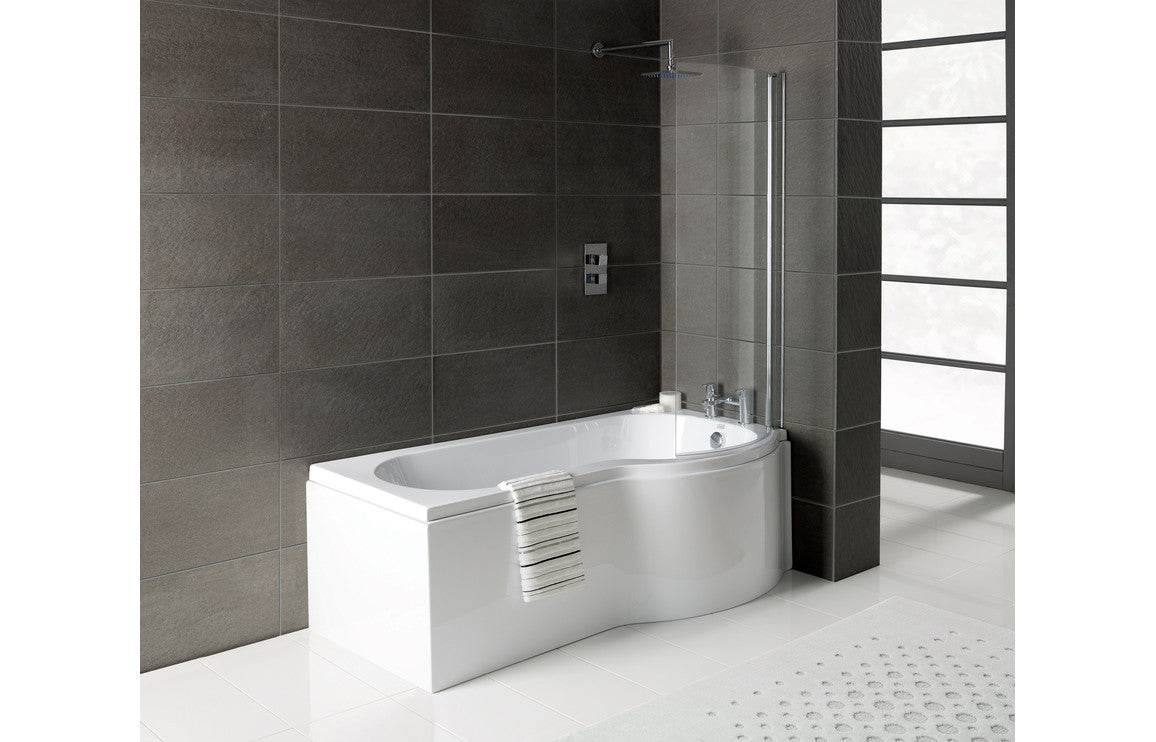 Auvellis right-handed P-shaped shower bath