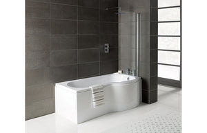 Auvellis right-handed P-shaped shower bath