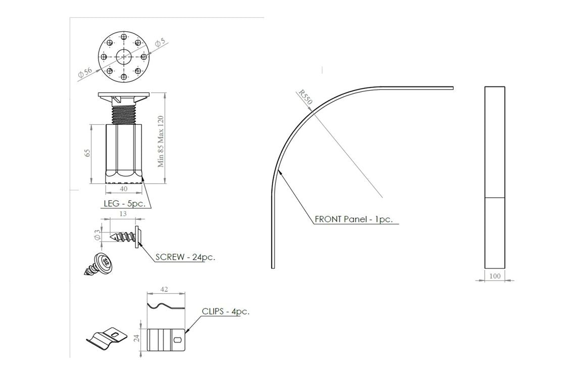 Auvellis RefleXion offset and quadrant riser kit dimensions