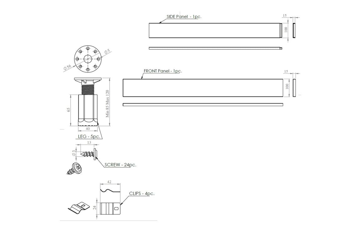 Auvellis RefleXion 1200mm riser kit dimensions
