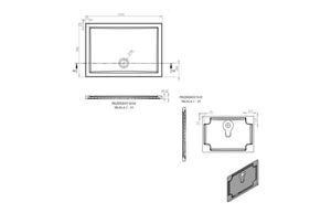 Auvellis RefleXion rectangular shower tray technical drawing DIETP1066