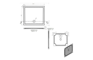 Auvellis RefleXion rectangular shower tray technical drawing DIETP1072