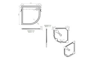Auvellis RefleXion 1000 x 1000mm quadrant tray dimensions