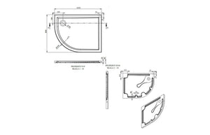 Auvellis RefleXion 1076 offset quadrant tray technical drawing