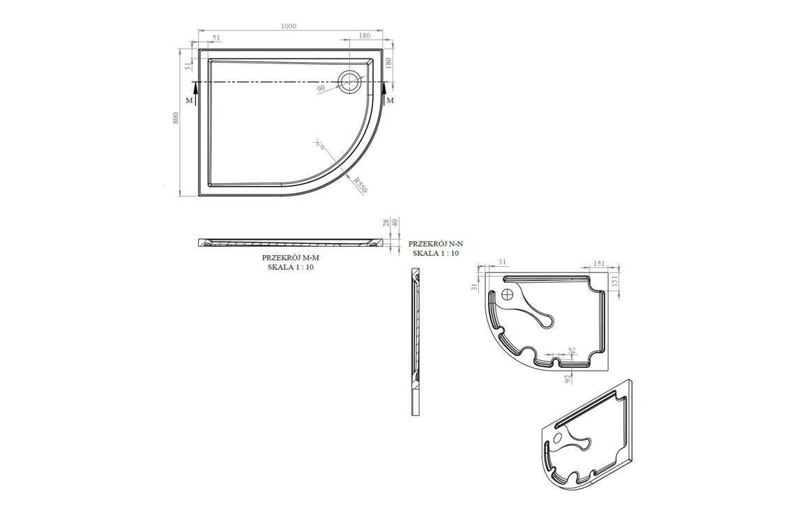 Auvellis RefleXion 1078 offset quadrant tray technical drawing