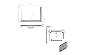 Auvellis RefleXion rectangular shower tray technical drawing DIETP1122