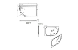 Auvellis RefleXion 1201 offset quadrant tray technical drawing