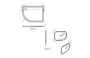 Auvellis RefleXion 1205 offset quadrant tray technical drawing