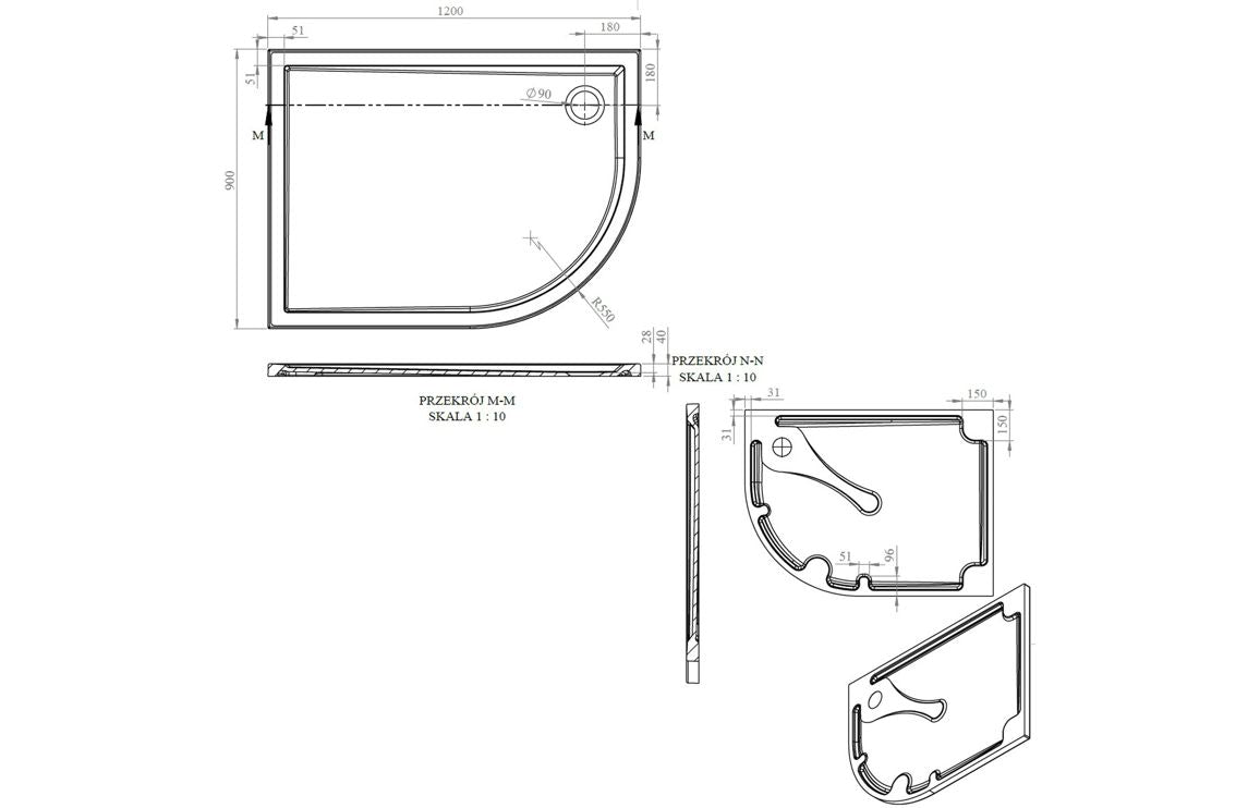 Auvellis RefleXion 1207 offset quadrant tray technical drawing
