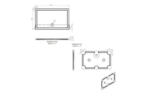 Auvellis RefleXion rectangular shower tray technical drawing DIETP1310