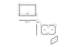 Auvellis RefleXion rectangular shower tray technical drawing DIETP1312