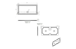 Auvellis RefleXion rectangular shower tray technical drawing DIETP1415