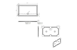 Auvellis RefleXion rectangular shower tray technical drawing DIETP1417