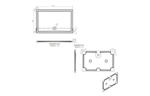 Auvellis RefleXion rectangular shower tray technical drawing DIETP1419