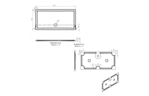 Auvellis RefleXion rectangular shower tray technical drawing DIETP1532