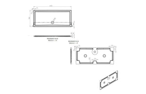 Auvellis RefleXion rectangular shower tray technical drawing DIETP1638